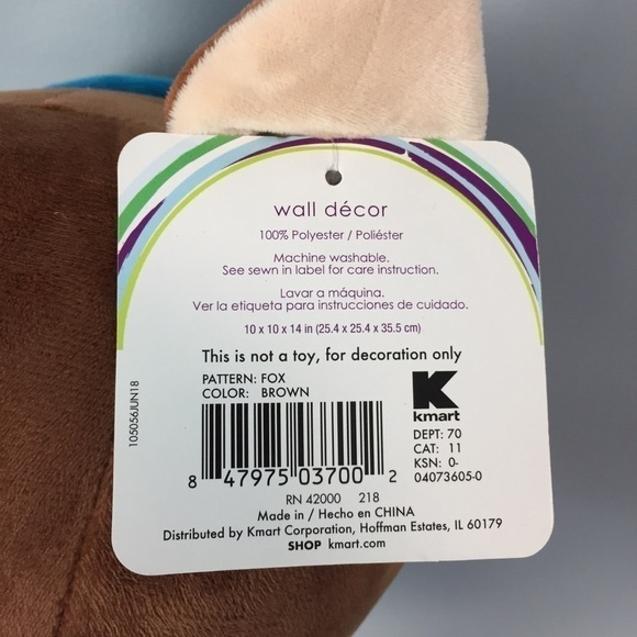 piper Kids Plush Brown Fox Wall Decor Decoration - Picture 8 of 14